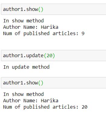 calling update method | Python Object-Oriented Programming